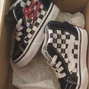 Black and White Checkered High-Top Sneakers